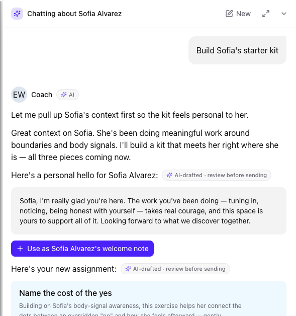 Evo's AI assistant, grounded in your client history